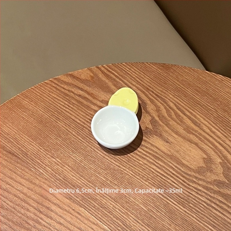 Castron ceramic pentru sos, cu mâner în formă de fructe, design drăguț, compatibil cu cuptorul cu microunde