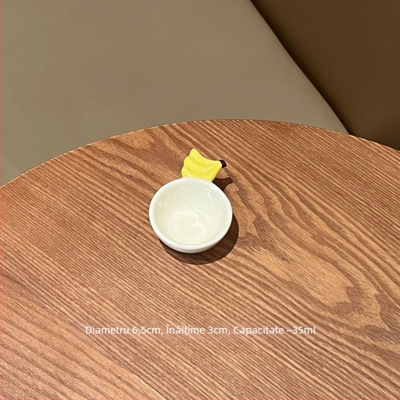 Castron ceramic pentru sos, cu mâner în formă de fructe, design drăguț, compatibil cu cuptorul cu microunde