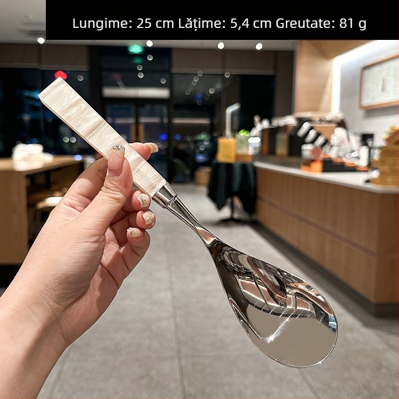 Set tacâmuri cu mâner acrilic alb perlat, din oțel inoxidabil 304 – cuțit, furculiță și lingură pentru masă occidentală acasă