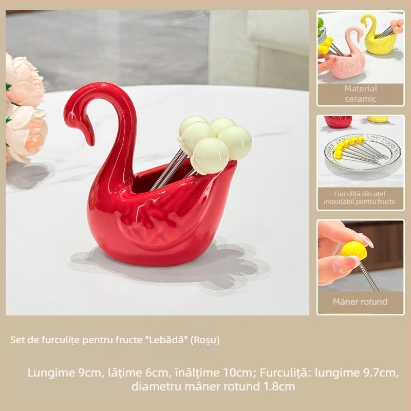 Furculiță pentru fructe din oțel inoxidabil, pentru uz casnic, design elegant, de înaltă calitate, creativ, sigur pentru copii