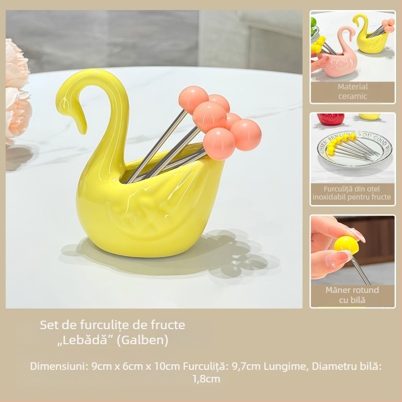 Furculiță pentru fructe din oțel inoxidabil, pentru uz casnic, design elegant, de înaltă calitate, creativ, sigur pentru copii