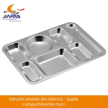 Farfurie din oțel inoxidabil 304 cu compartimente, pentru cantine, pătrată, dimensiuni variate, vânzare en gros, imprimare logo pentru uz comercial