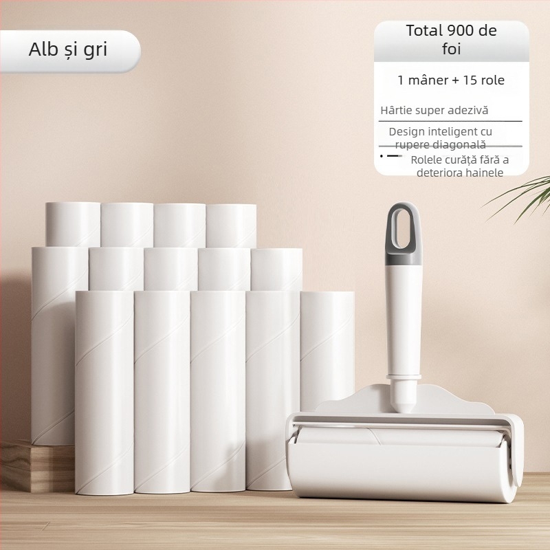 Rola de scame pentru haine, utilizare casnică, foi adezive detașabile, îndepărtează părul și praful, role de înlocuire