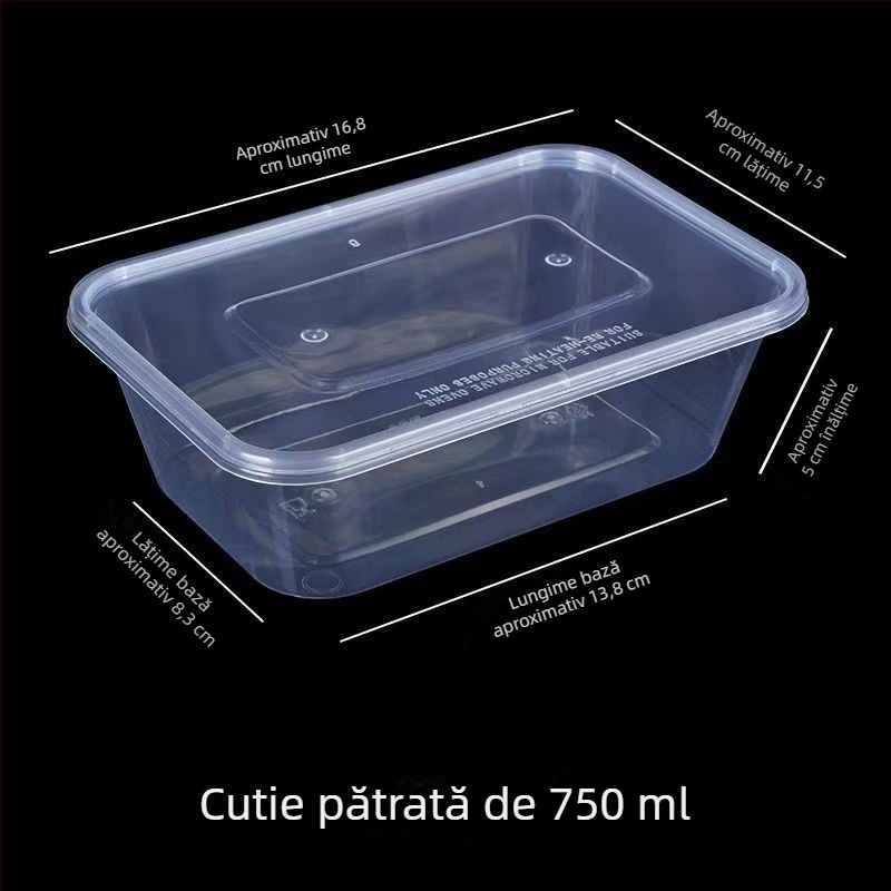 Cutie de prânz de unică folosință cu capac și set de bețișoare — cutie din plastic îmbunătățită pentru mâncare la pachet, orez și rulouri de orez