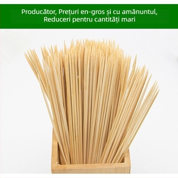 Bețe de fructe din bambus, de unică folosință – bețișoare de fructe cu vârf lung pentru grătar și mâncăruri prăjite
