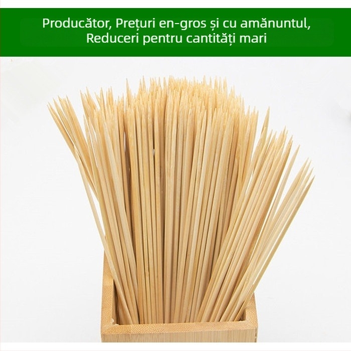 Bețe de fructe din bambus, de unică folosință – bețișoare de fructe cu vârf lung pentru grătar și mâncăruri prăjite