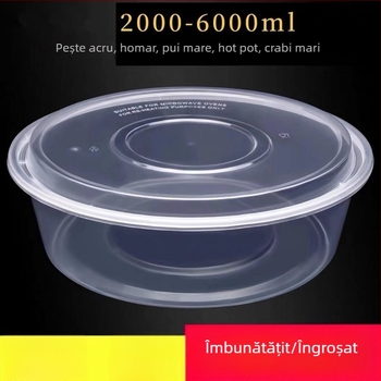 Recipient de unică folosință, mare, rotund, transparent, cu capac, pentru raci și hot pot de pește cu varză murată