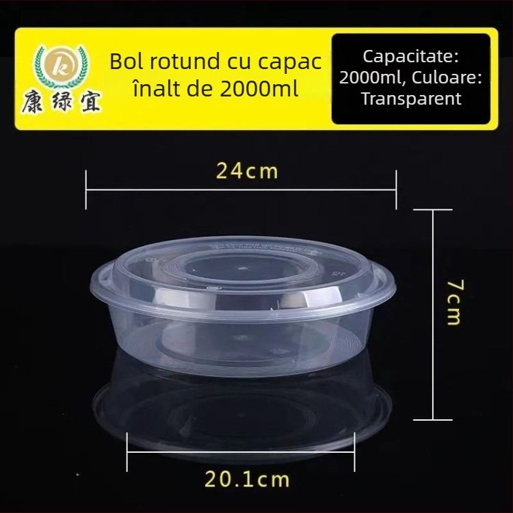 Recipient de unică folosință, mare, rotund, transparent, cu capac, pentru raci și hot pot de pește cu varză murată