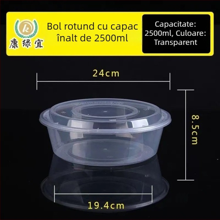 Recipient de unică folosință, mare, rotund, transparent, cu capac, pentru raci și hot pot de pește cu varză murată