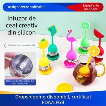 Infuzor de ceai detașabil din oțel inoxidabil 304, cu mâner din silicon