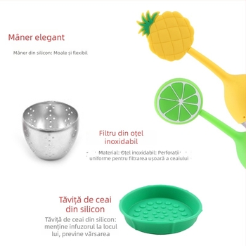 Infuzor de ceai detașabil din oțel inoxidabil 304, cu mâner din silicon