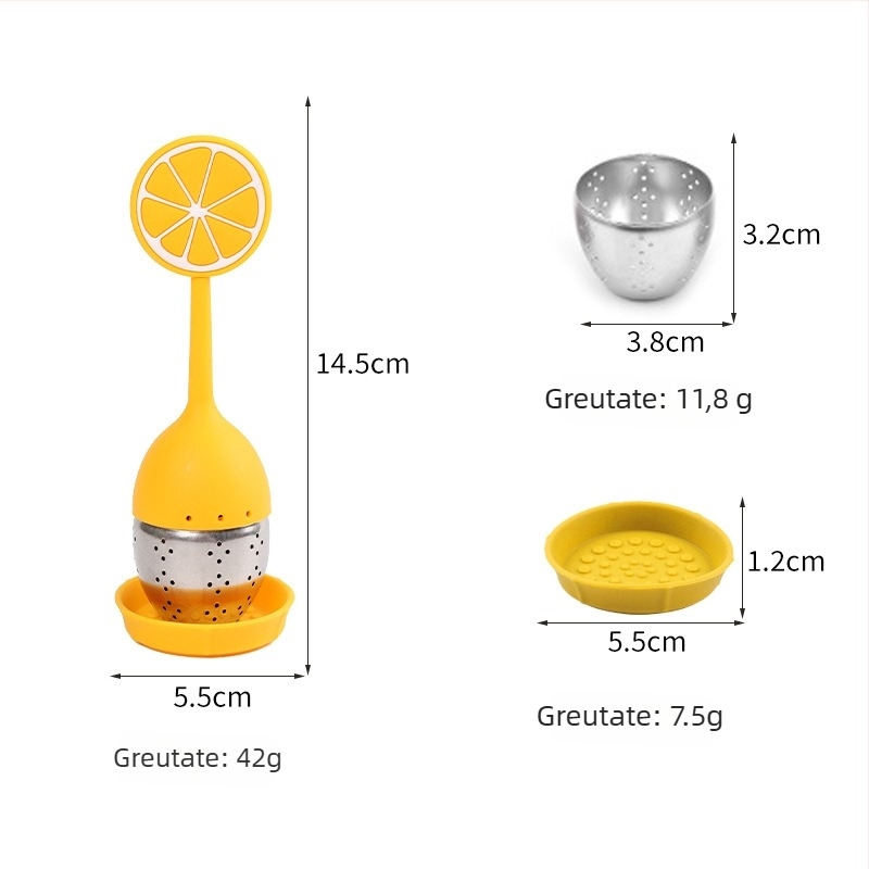 Infuzor de ceai detașabil din oțel inoxidabil 304, cu mâner din silicon