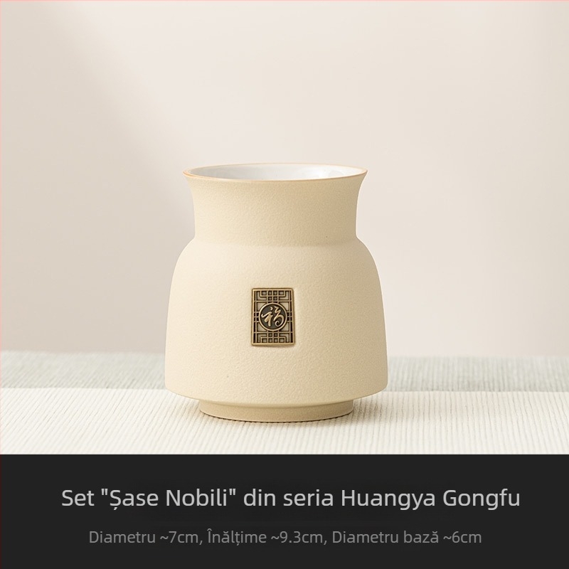 Set bej pentru ceremonia ceaiului cu șase domni – accesorii Gongfu: cuțit de ceai, clip de ceai, perie de ceai și unelte pentru prepararea ceaiului