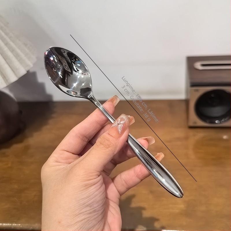 Set tacâmuri din oțel inoxidabil 304, cu textură ciocănită, incluzând cuțit, furculiță, lingură și linguriță de desert, pentru uz casnic și hoteluri de lux, poate sta în poziție verticală