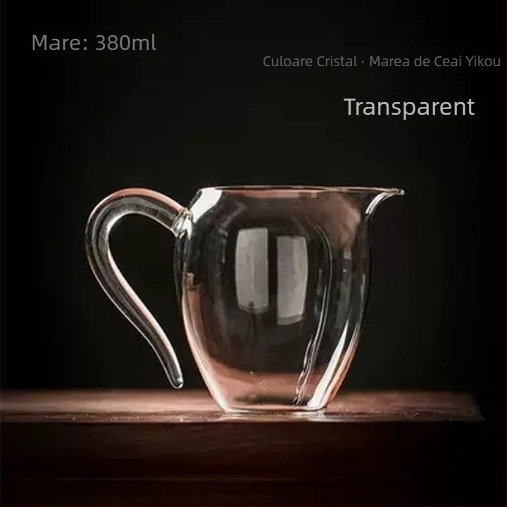 Ceșă de sticlă pentru distribuția ceaiului, stil japonez, sticlă borosilicată înaltă, rezistentă la căldură, îngroșată, lucrată manual, mâner curbat, set Kung Fu de ceai, separator de ceai, capacitate mare, stil nou