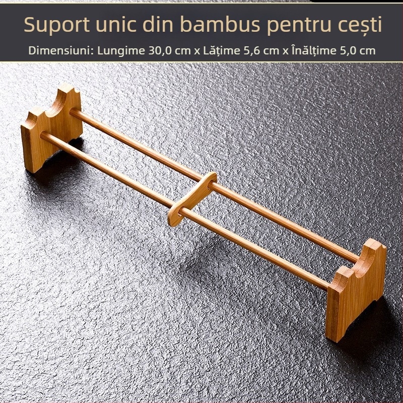 Raft din lemn masiv pentru pahare de ceai, cu farfurie de scurgere pentru ceremonia ceaiului, accesorii set ceai