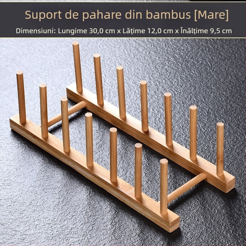 Raft din lemn masiv pentru pahare de ceai, cu farfurie de scurgere pentru ceremonia ceaiului, accesorii set ceai