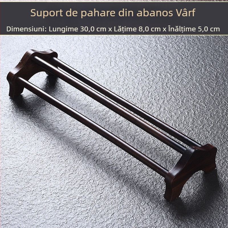 Raft din lemn masiv pentru pahare de ceai, cu farfurie de scurgere pentru ceremonia ceaiului, accesorii set ceai