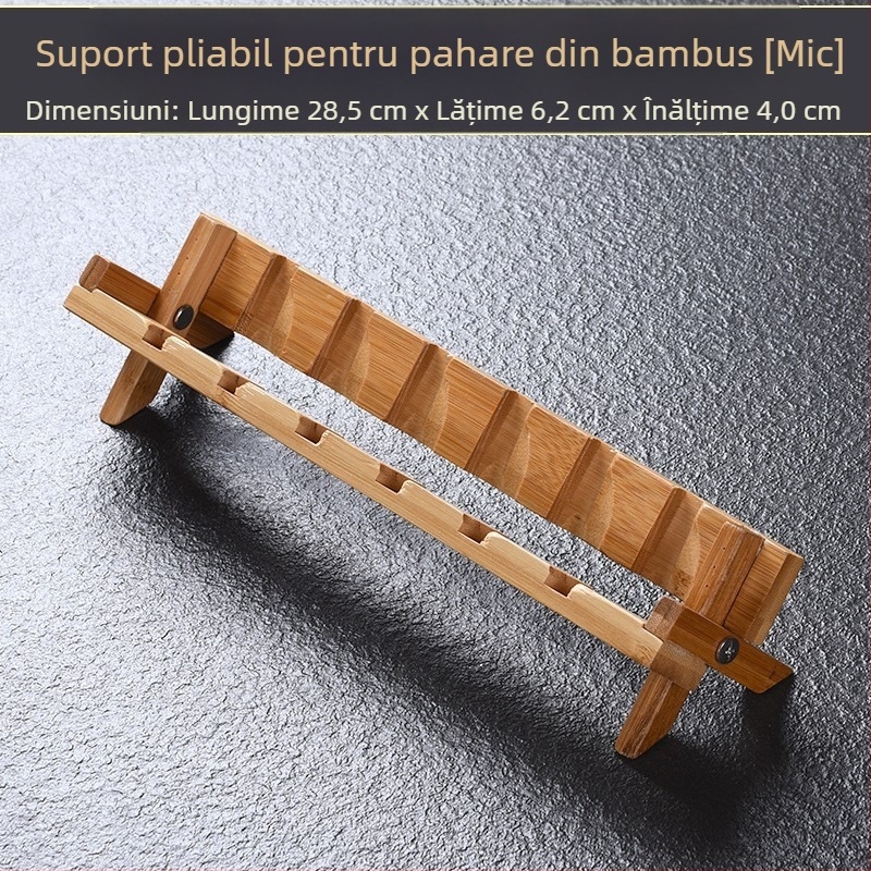 Raft din lemn masiv pentru pahare de ceai, cu farfurie de scurgere pentru ceremonia ceaiului, accesorii set ceai