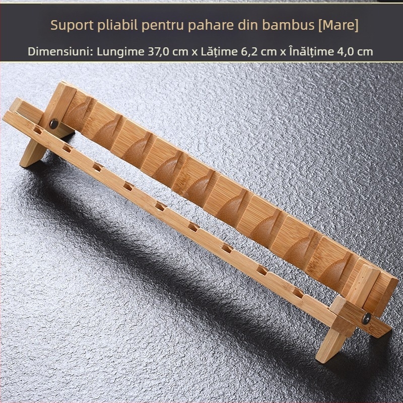 Raft din lemn masiv pentru pahare de ceai, cu farfurie de scurgere pentru ceremonia ceaiului, accesorii set ceai