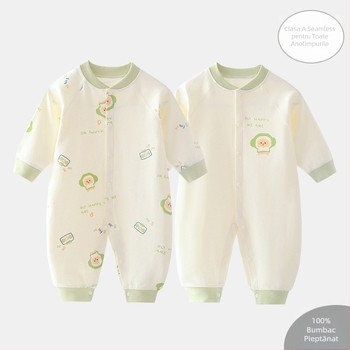 Salopetă pentru bebeluți din bumbac 100%, mâneci lungi, 0-3 luni, unisex, primăvară-toamnă