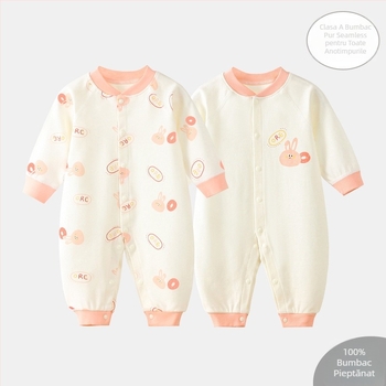 Salopetă pentru bebeluți din bumbac 100%, mâneci lungi, 0-3 luni, unisex, primăvară-toamnă