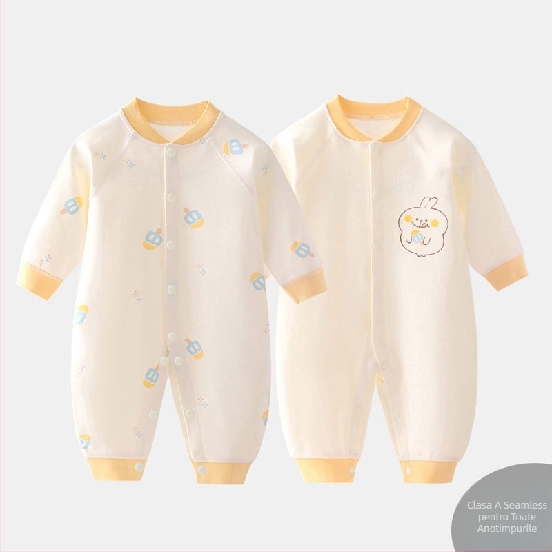 Salopetă pentru bebeluți din bumbac 100%, mâneci lungi, 0-3 luni, unisex, primăvară-toamnă