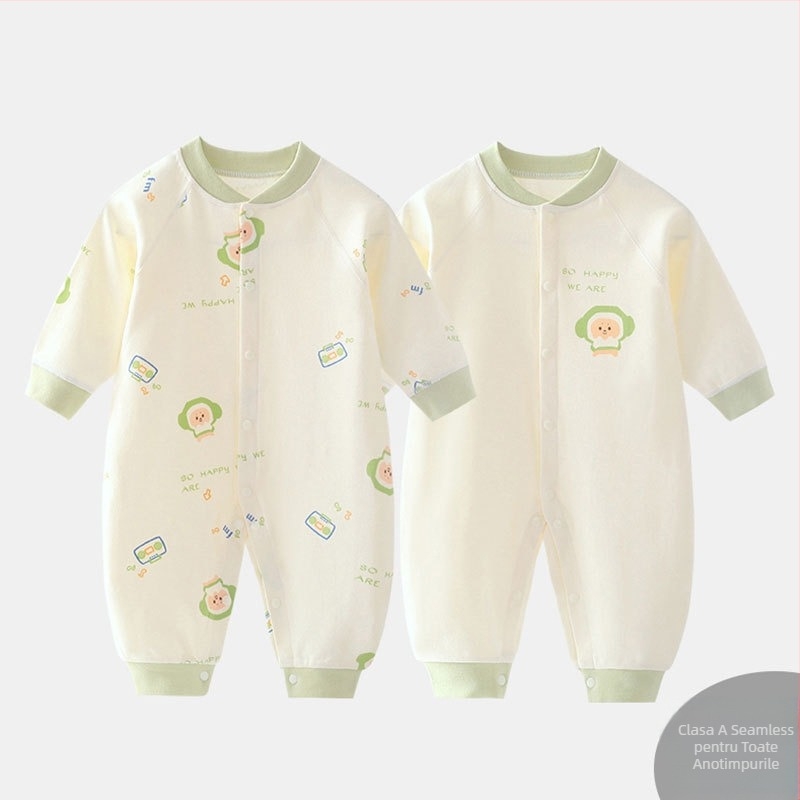Salopetă pentru bebeluți din bumbac 100%, mâneci lungi, 0-3 luni, unisex, primăvară-toamnă