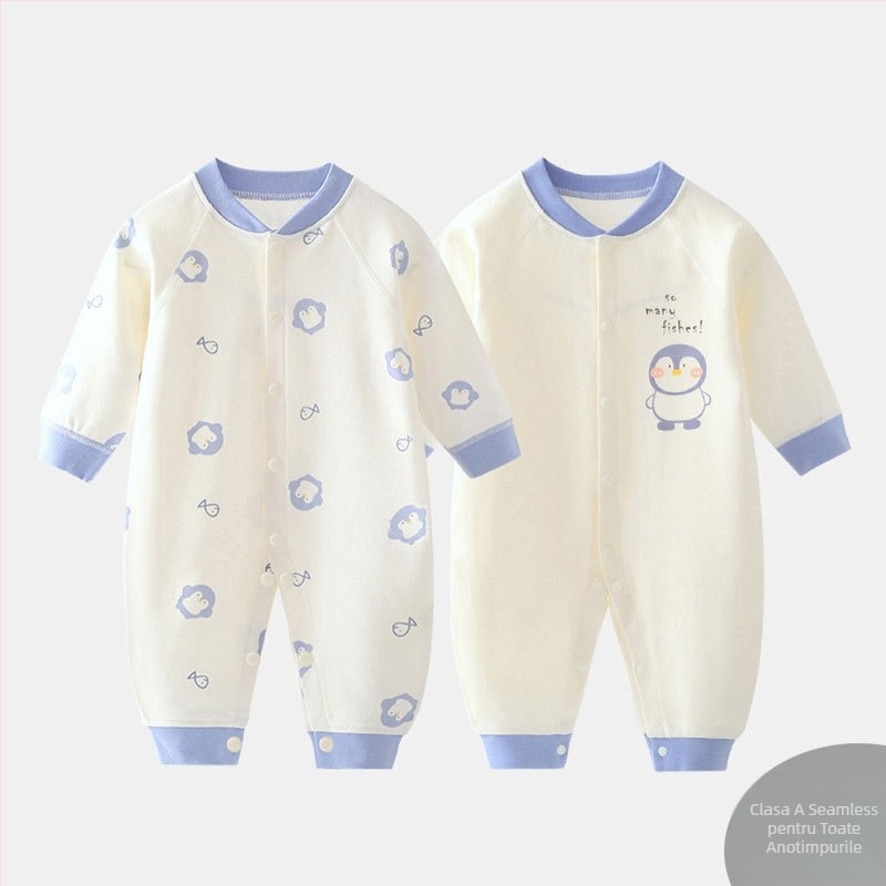 Salopetă pentru bebeluți din bumbac 100%, mâneci lungi, 0-3 luni, unisex, primăvară-toamnă