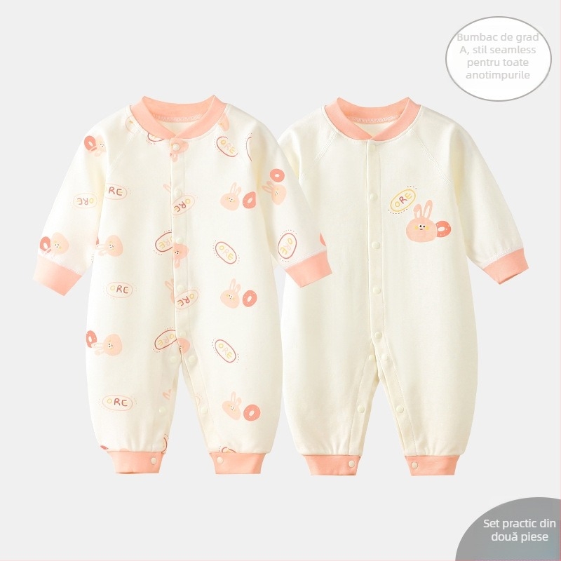 Salopetă pentru bebeluți din bumbac 100%, mâneci lungi, 0-3 luni, unisex, primăvară-toamnă