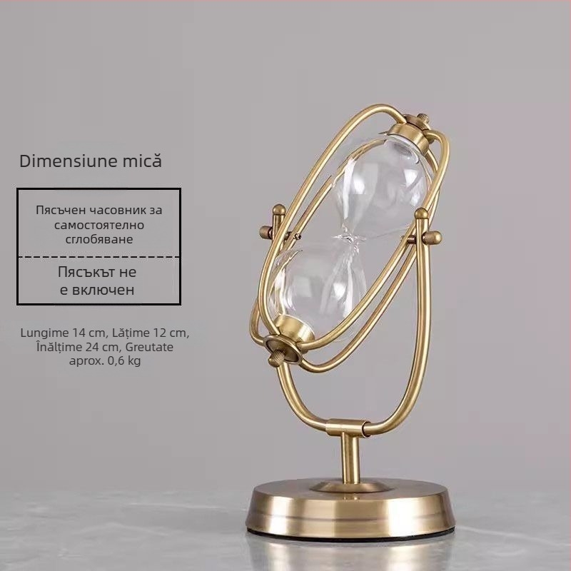 Clepsidră bronz cu trei coloane, nisip, decor din sticlă borosilikat, pentru dormitor sau birou, cu logo gravat