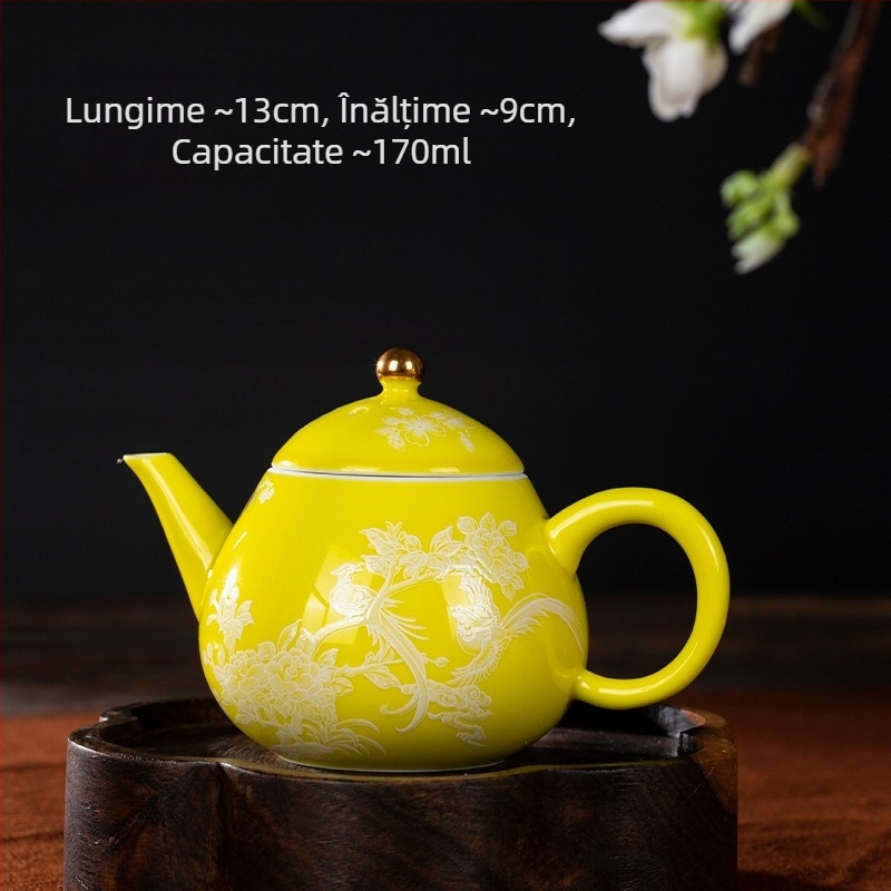 Ceșcă ceramică cu capac, 120 ml – set mini din trei piese pentru ceai, uz casnic