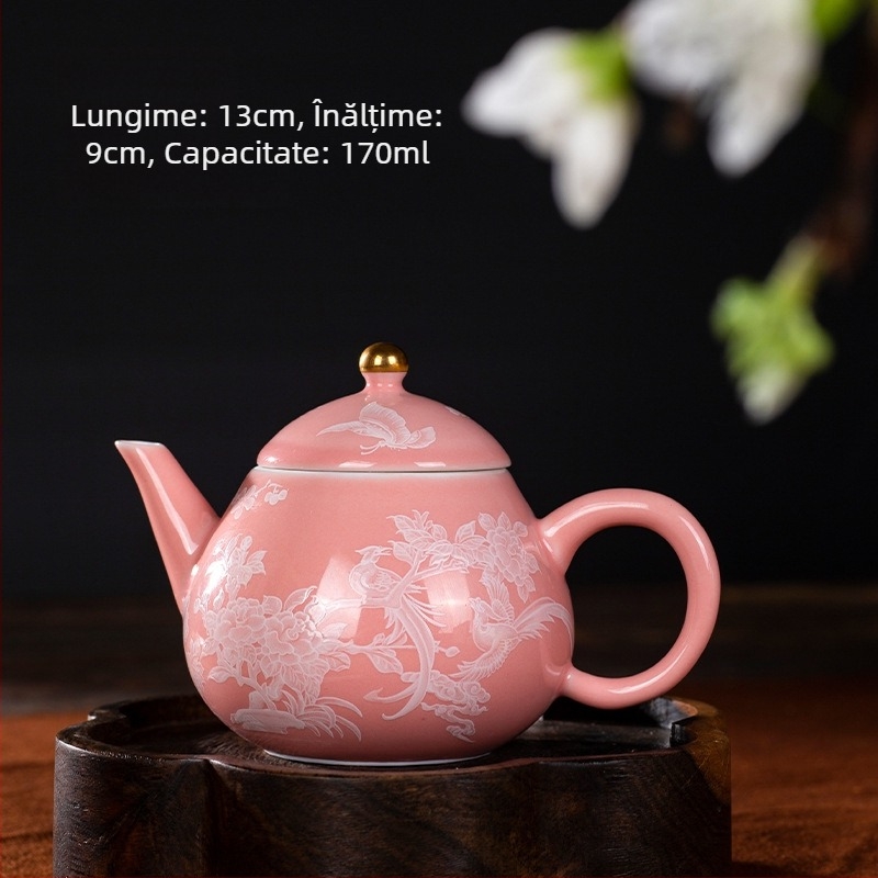 Ceșcă ceramică cu capac, 120 ml – set mini din trei piese pentru ceai, uz casnic