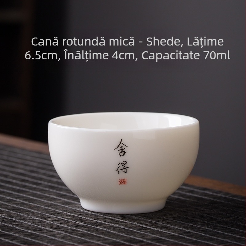 Ceașcă de ceai din porțelan alb, cu inscripție Zen, stil chinezesc, ceramică îngroșată