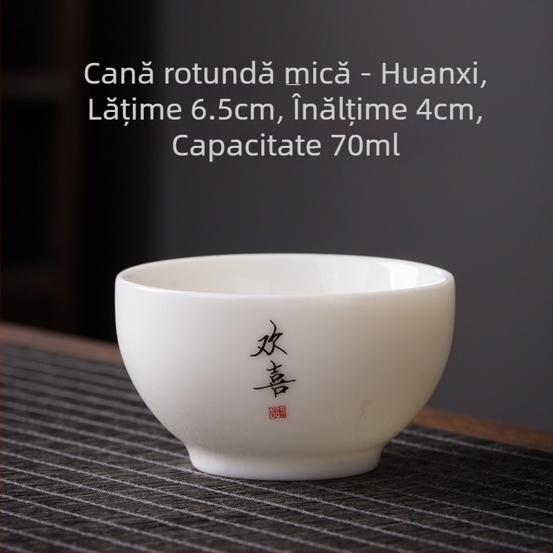 Ceașcă de ceai din porțelan alb, cu inscripție Zen, stil chinezesc, ceramică îngroșată