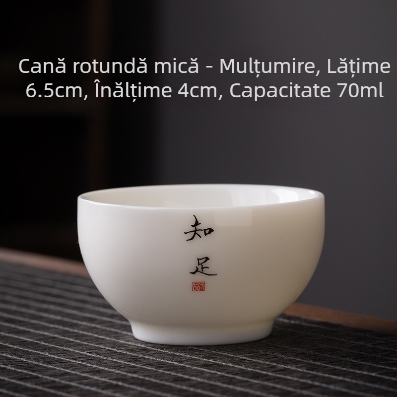 Ceașcă de ceai din porțelan alb, cu inscripție Zen, stil chinezesc, ceramică îngroșată