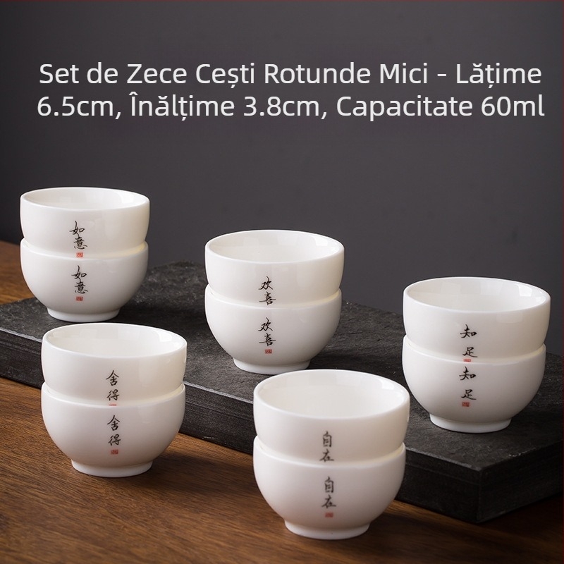 Ceașcă de ceai din porțelan alb, cu inscripție Zen, stil chinezesc, ceramică îngroșată