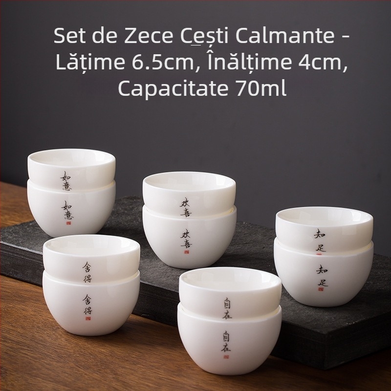 Ceașcă de ceai din porțelan alb, cu inscripție Zen, stil chinezesc, ceramică îngroșată