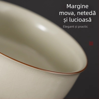 Ruyao Kung Fu set de ceai ceramic: ceainic cu capac, cești și tavă pentru ceai, glazură cu fisuri de gheață, stil modern simplu pentru casă