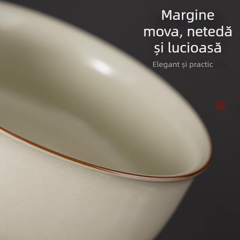 Ruyao Kung Fu set de ceai ceramic: ceainic cu capac, cești și tavă pentru ceai, glazură cu fisuri de gheață, stil modern simplu pentru casă