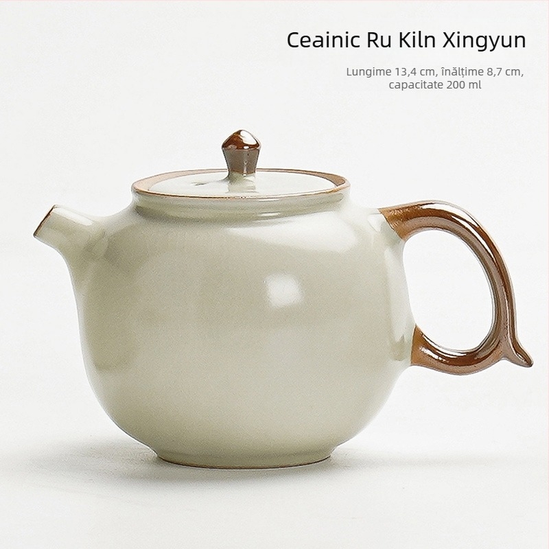 Ruyao Kung Fu set de ceai ceramic: ceainic cu capac, cești și tavă pentru ceai, glazură cu fisuri de gheață, stil modern simplu pentru casă