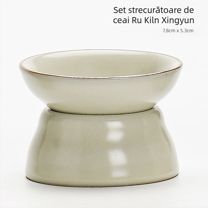 Ruyao Kung Fu set de ceai ceramic: ceainic cu capac, cești și tavă pentru ceai, glazură cu fisuri de gheață, stil modern simplu pentru casă