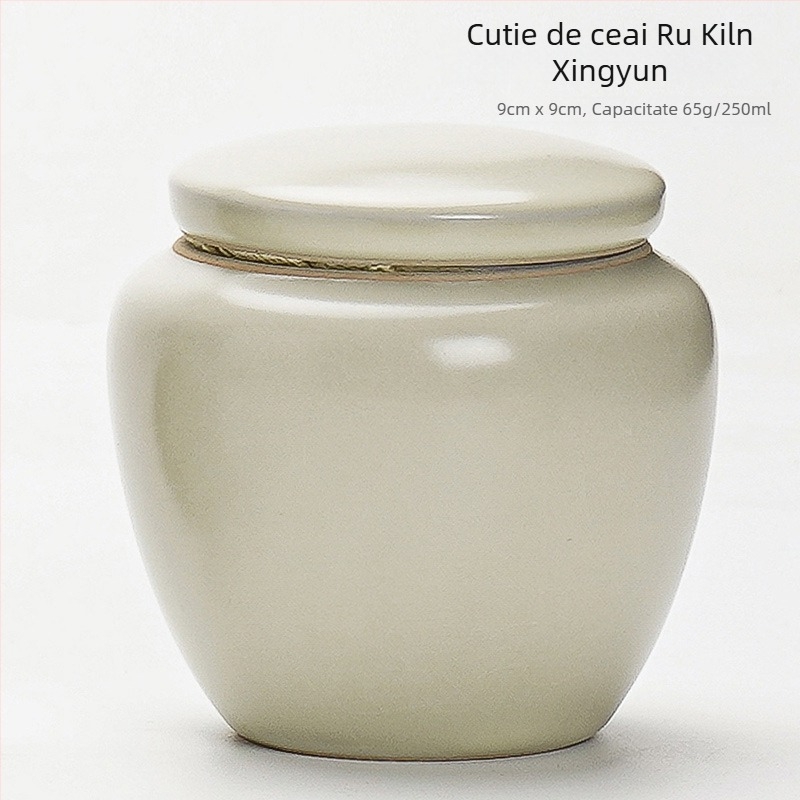 Ruyao Kung Fu set de ceai ceramic: ceainic cu capac, cești și tavă pentru ceai, glazură cu fisuri de gheață, stil modern simplu pentru casă