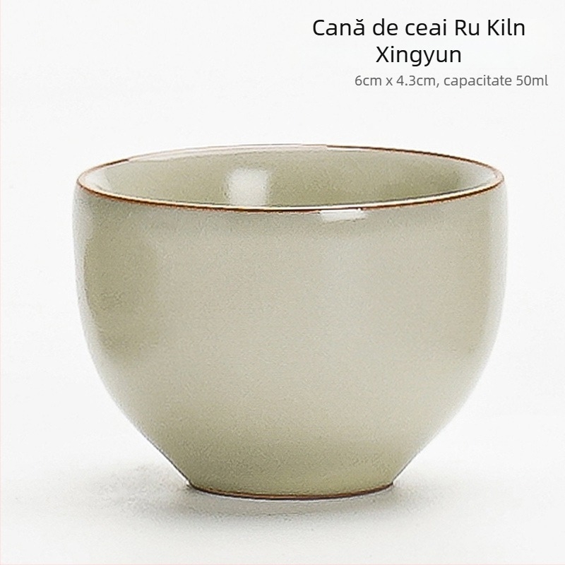Ruyao Kung Fu set de ceai ceramic: ceainic cu capac, cești și tavă pentru ceai, glazură cu fisuri de gheață, stil modern simplu pentru casă