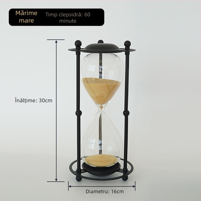 Cronometru de nisip retro pentru birou, ornament din sticlă de 30 de minute, design minimalist de înaltă clasă