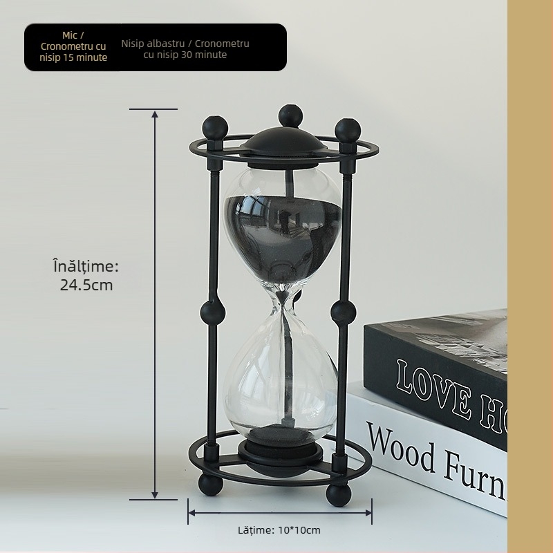 Cronometru de nisip retro pentru birou, ornament din sticlă de 30 de minute, design minimalist de înaltă clasă