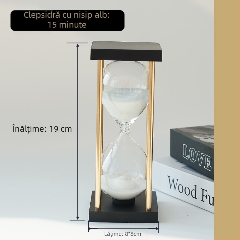Cronometru de nisip retro pentru birou, ornament din sticlă de 30 de minute, design minimalist de înaltă clasă