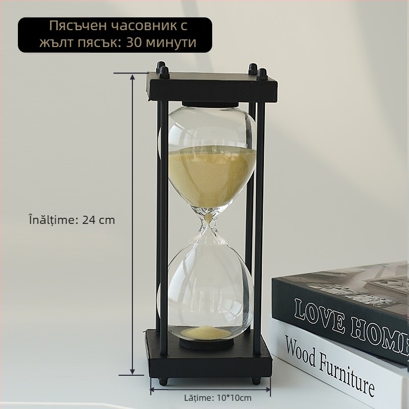 Cronometru de nisip retro pentru birou, ornament din sticlă de 30 de minute, design minimalist de înaltă clasă
