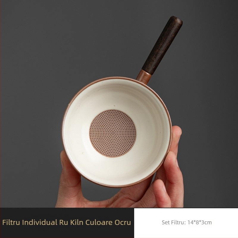 Ru Kiln Filtru de ceai creativ – filtru ceramic pentru set de ceai în stil chinezesc, utilizare casnică