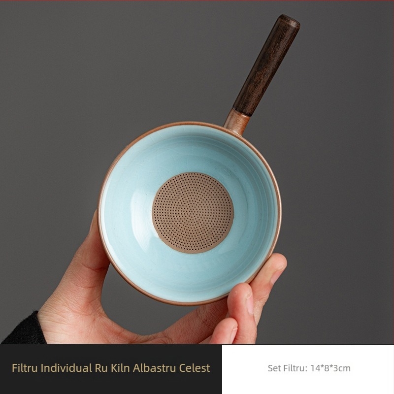 Ru Kiln Filtru de ceai creativ – filtru ceramic pentru set de ceai în stil chinezesc, utilizare casnică